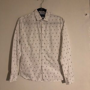 Clean white vacation style button down